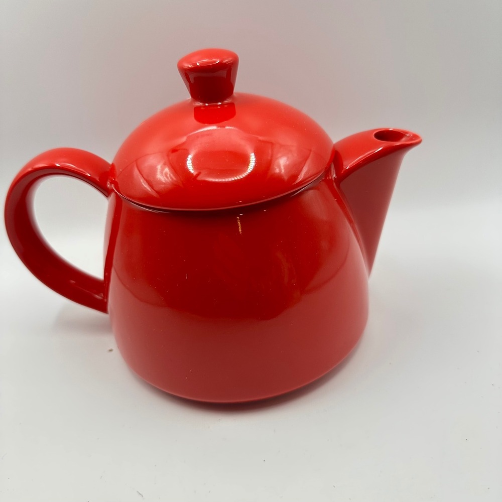 FORLIFE Stump Teapot Red Ceramic with Stainless Steel Infuser 18oz